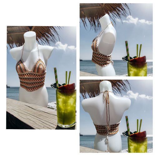 Crop top bustier beige,moutarde, kaki 34/36