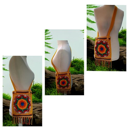 Sac fourre-tout doublé coton multicolore 25x21