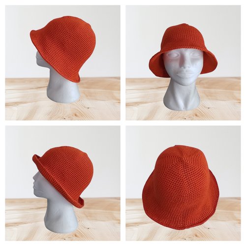 Bob chapeau été coton femme  orange s/m