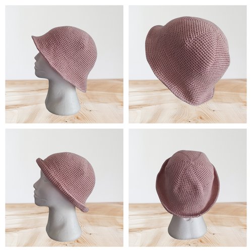 Bob chapeau été coton femme  rose poudré s/m