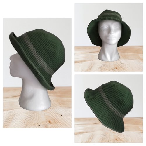 Bob chapeau été coton  vert militaire taille m 56