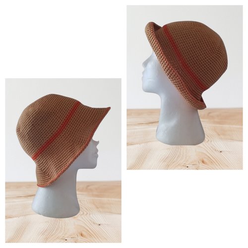 Bob chapeau été coton femme  camel orange s/m