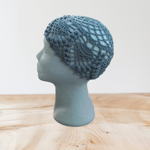 Bonnet ajouré femme été gris  taille unique