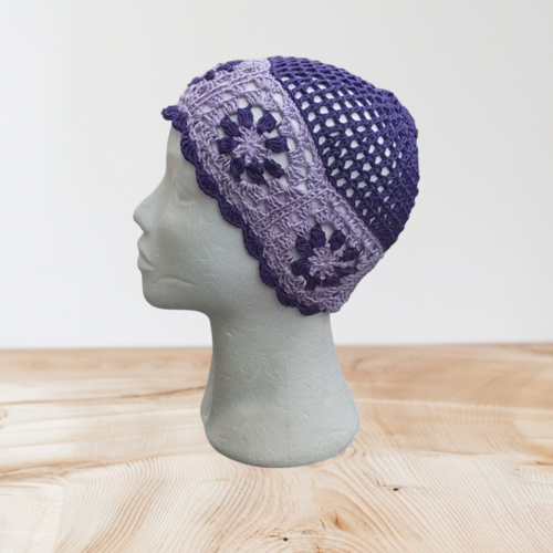 Bonnet ajouré femme été lilas taille unique