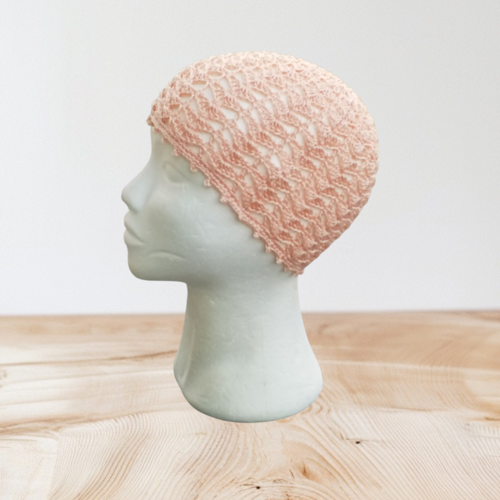 Bonnet ajouré été soie/viscose corail tu