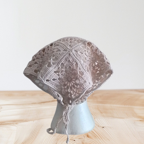 Bandana foulard femme beige coton été 70x32cm