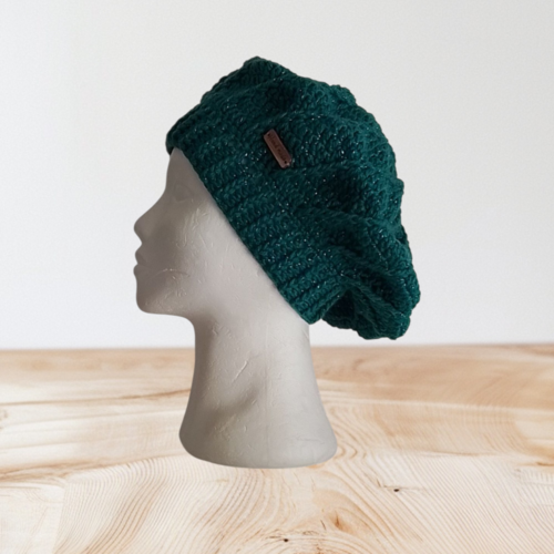 Béret hiver  femme vert pailleté tu