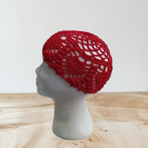 Bonnet ajouré femme été rouge   taille unique
