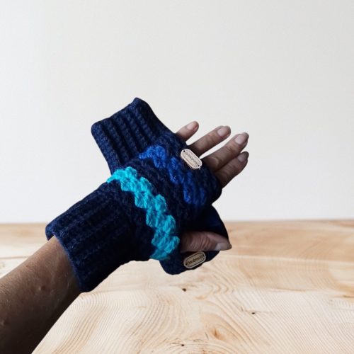 Mitaines hiver femme dans les tons de bleu tu
