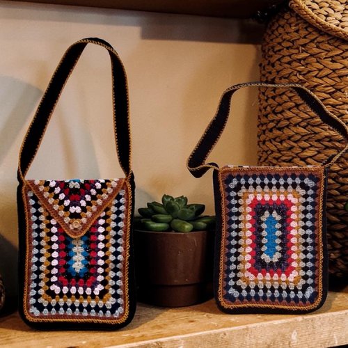 Grand sac fourre-tout  a bandoulière doublé multicolore 39x29x5