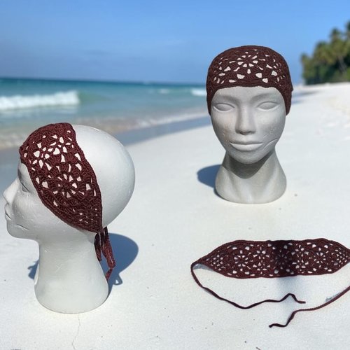 Bandeau large été marron avec liens ajustables