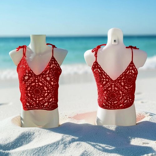 Top débardeur rouge 100%coton tu