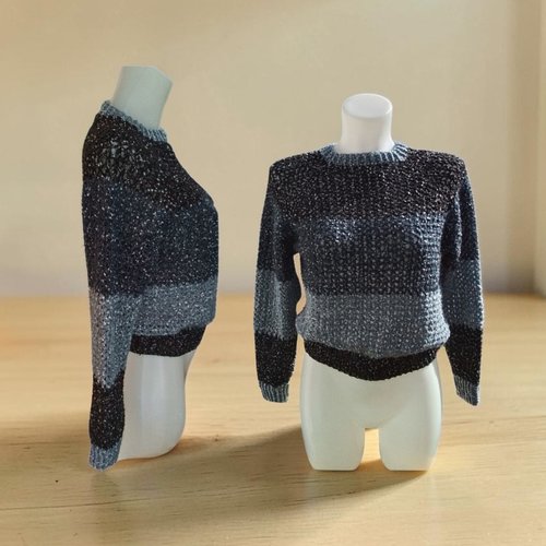 Pull femme laine mohair joli degré noir/gris taille unique