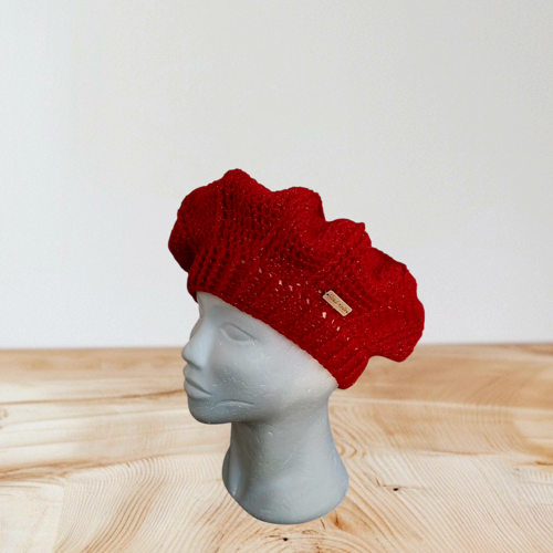Béret hiver femme rouge pailleté tu