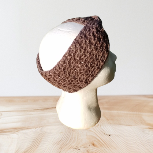 Bandeau femme hiver large marron pailleté tu