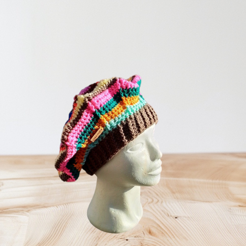 Béret femme hiver beige et multicolore tu