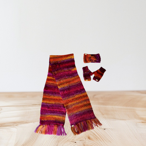 Écharpe femme laine multicolore aux couleurs d'automne-hiver 188x29