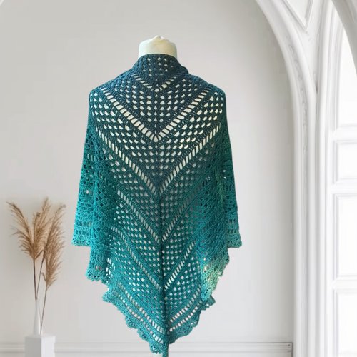 Magnifique châle été 100% coton dégradé de bleu 178x93