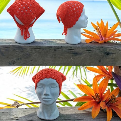Bandana été orange coton majoritaire 56x26 cm