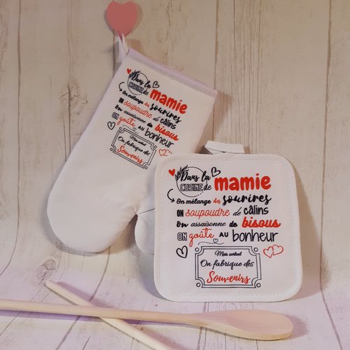 Ensemble manique et gant de cuisine "mamie"