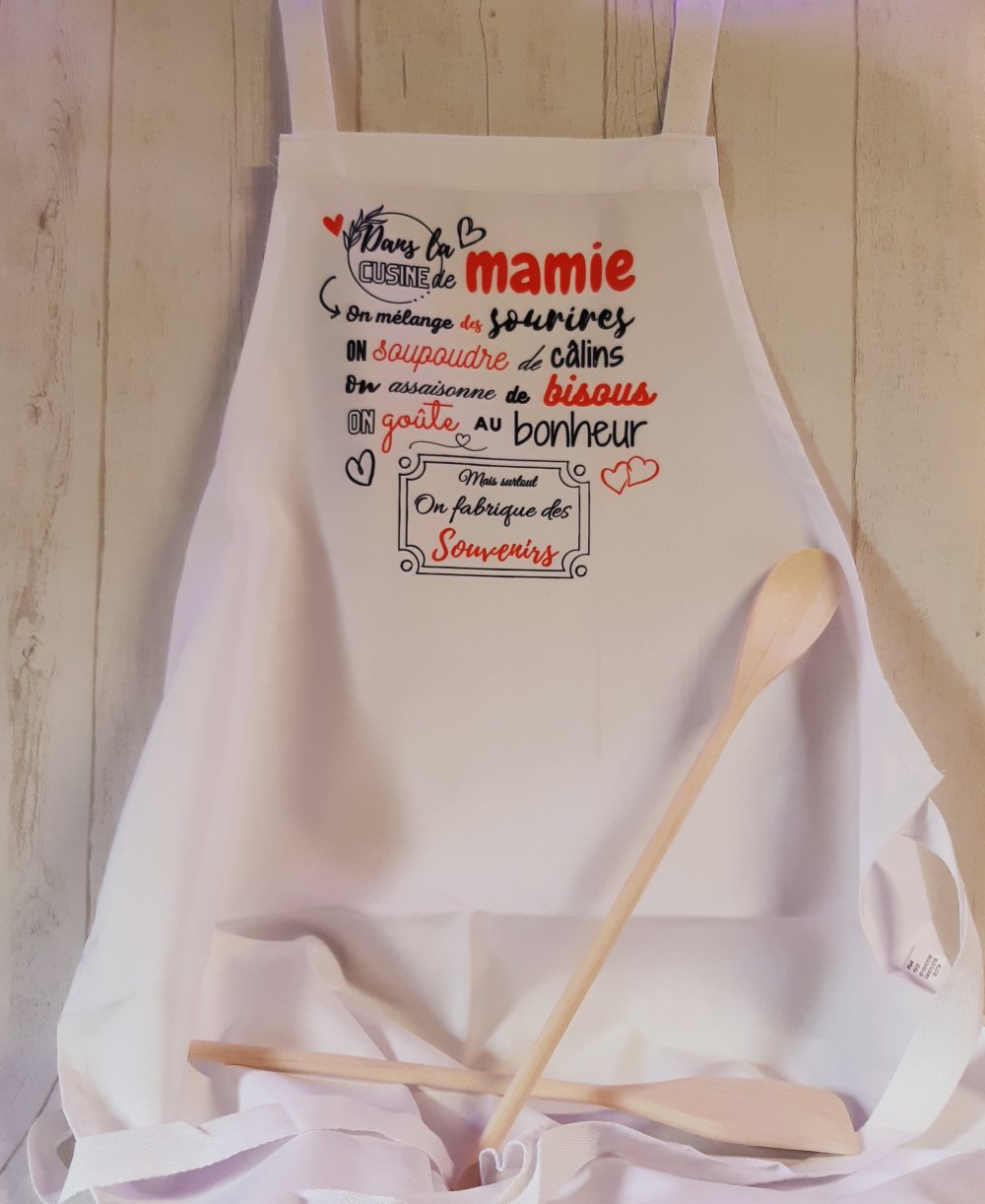 Tablier de cuisine Les petits cœurs de Mamie - LES JOLIS CADEAUX