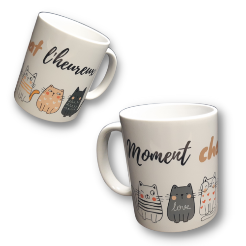 Mug en céramique "moment chat l'heureux"