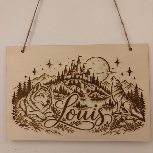 Plaque de porte en bois personnalisée avec prénom – décoration chambre enfant – gravure laser artisanale