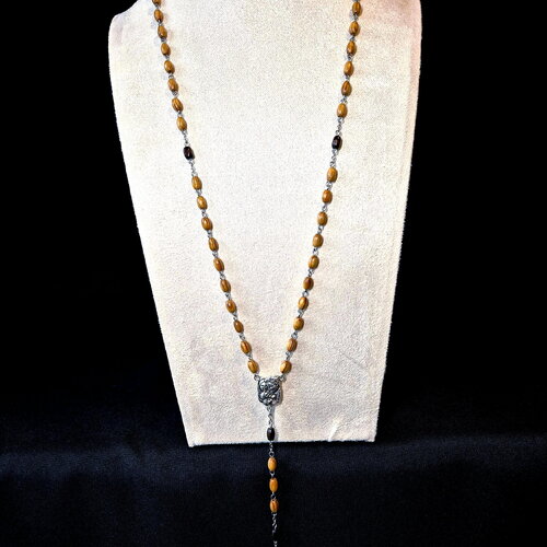 Chapelet catholique en bois perles tonneaux