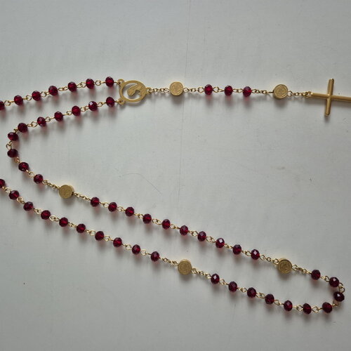 Chapelet catholique en perle de verre doré