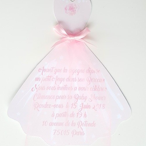 6 cartes invitation anniversaire -robe princesse - format 15 x 12 cm -imprimée et personnalisée