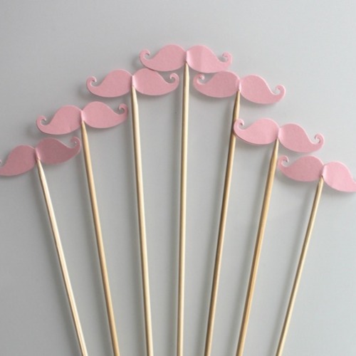 10 brochettes de moustaches roses pour photobooth 