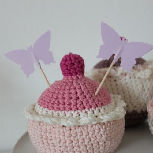 10 décorations papillons lilas pour petits gateaux -cupcakes toppers 