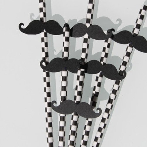 Lot de 6 pailles moustaches noires pour fête des pères 