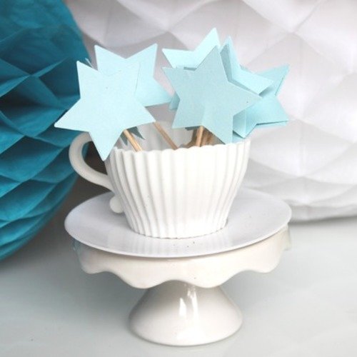 10 décorations pour petits gâteaux (cupcakes toppers )-étoiles bleues 