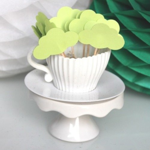 10 décorations pour petits gâteaux (cupcakes toppers ) - nuages verts 