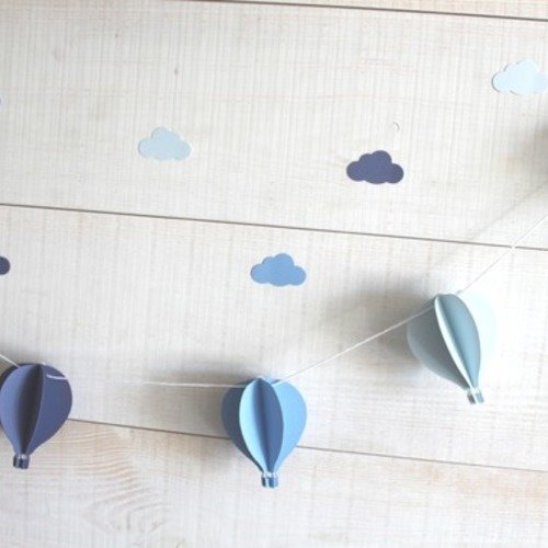 10 stickers nuages en papier cartonné - tons de bleus- autocollants 