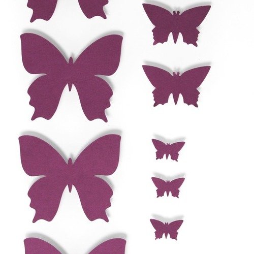 Lot de 10 papillons de couleur violet - 3 tailles différentes 