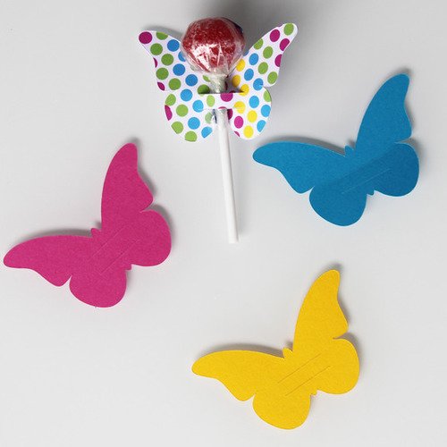 10 papillons en papier cartonné pour sucettes - décoration de table de fête 