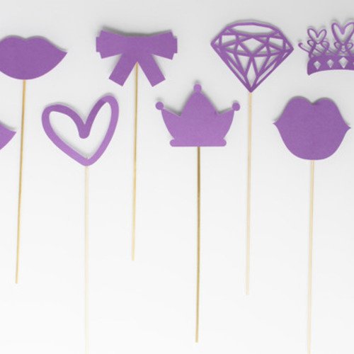 Lot de 8 accessoires photobooth anniversaire princesse - mauve 