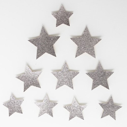 20 étoiles pailletées grises - 4 cm 