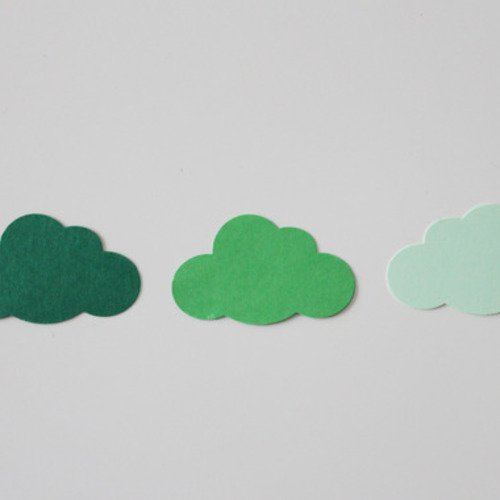 10 stickers nuages en papier cartonné - tons de vert 