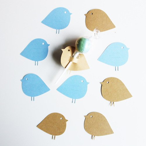 10 oiseaux en papier cartonné pour sucettes - décoration de table de fête- bapteme 