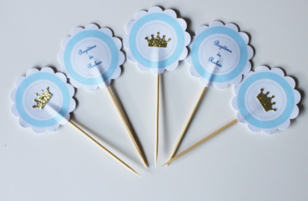 Décorations de gâteaux d'anniversaire Joyeux anniversaire Gâteau Toppers pour  garçon Hommes Filles Femmes Enfants Étoile Bleue Cupcake Décoration Baby  Shower Party Argent