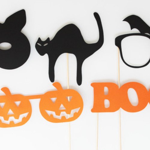 Lot de 5 accessoires photobooth halloween-chat- chauve-souris- 