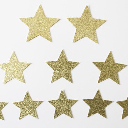 10 autocollants stickers - étoiles dorées pailletées - prêts à coller 