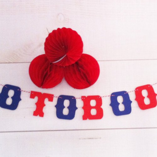 Petite guirlande photobooth -10 lettres rouges et bleues -décoration mariage-vintage 