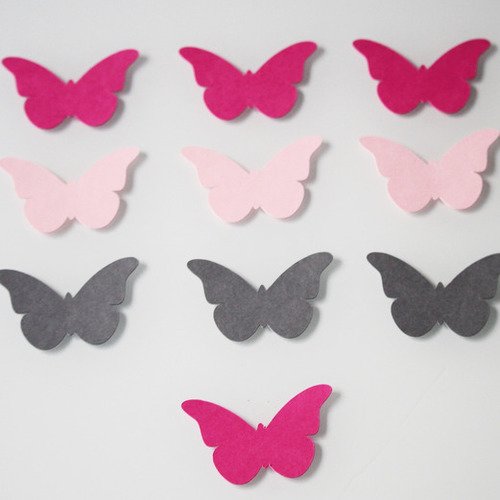 10 papillons autocollants réalisés en papier cartonné 210g - 7 cm 