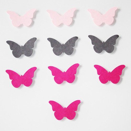 10 papillons autocollants réalisés en papier cartonné 210g -4 cm 
