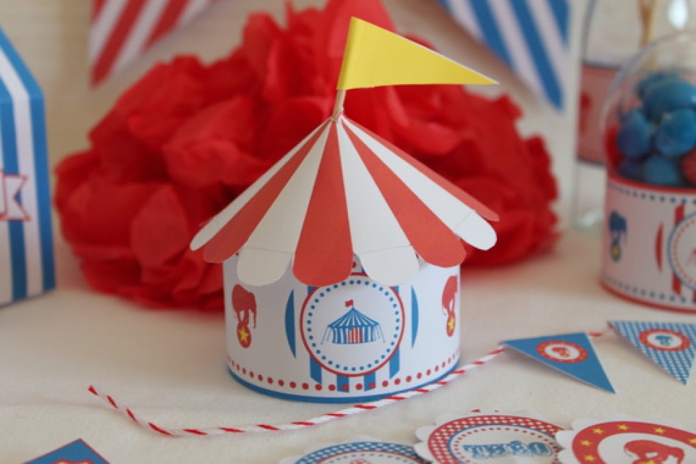 Boite à bonbons pour table de fête en papier-thème cirque
