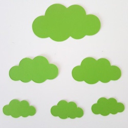6 stickers nuages en papier cartonné 3 tailles 